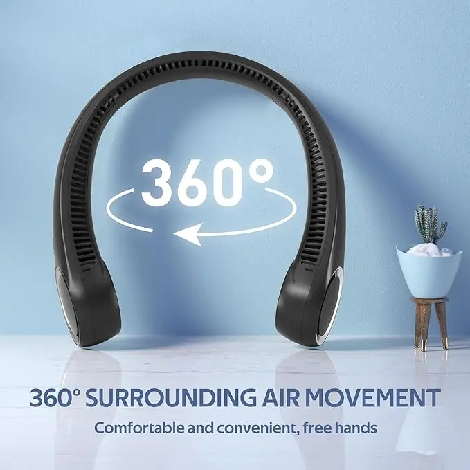 ChillGo Neck Fan - 4 Turbo Foldable Portable Fan - Personal Bladeless Fan 5200mAh with Strong Airflow, 4 Vent Air Conditioner, Wearable Cooling Fan for Travel Outdoor