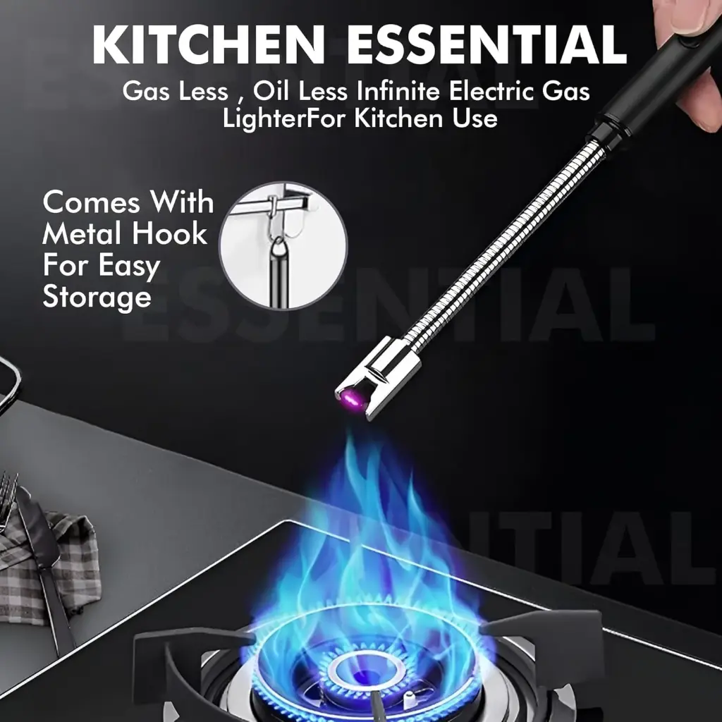 BELOXY USB Plasma Rechargeable Electric Gas Lighter for Kitchen, Pooja Room, Candles, BBQ, Multi Purpose - 360 Degree Flexible & Windproof (Multi) (Multi)