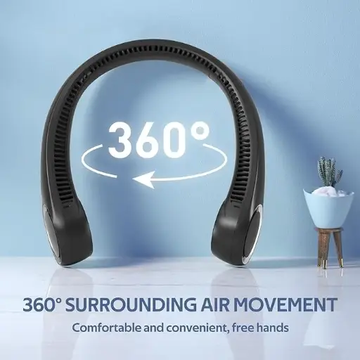 ChillGo Neck Fan - 4 Turbo Foldable Portable Fan - Personal Bladeless Fan 5200mAh with Strong Airflow, 4 Vent Air Conditioner, Wearable Cooling Fan for Travel Outdoor