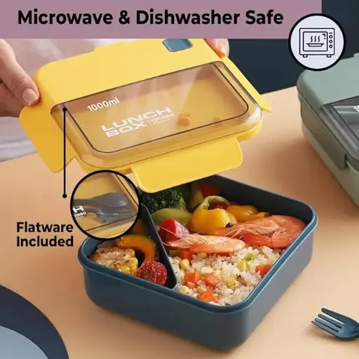 Insulated Lunch Box for Kids & Adults|Premium Food-Grade PP Plastic|Leakproof & Spill Proof|Dishwasher & Microwave Safe Lunch Box|1000 ML|HX0043127|Green