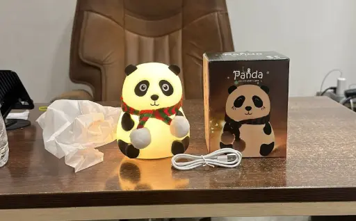 TOYTONIC Panda Night Light for Kids - Soft Silicone Rechargeable Lamp with Tap Control, Multi-Color Modes, and Non-Slip Base - Perfect for Bedside, Baby Rooms, and Gifting