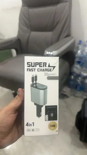 120W Fast Car Charger (2025 New Version) with 80CM Retractable Type-C Charging for 4 Devices – Universal Car Mobile Charger for All Smartphones & Tablets (Car Charger)